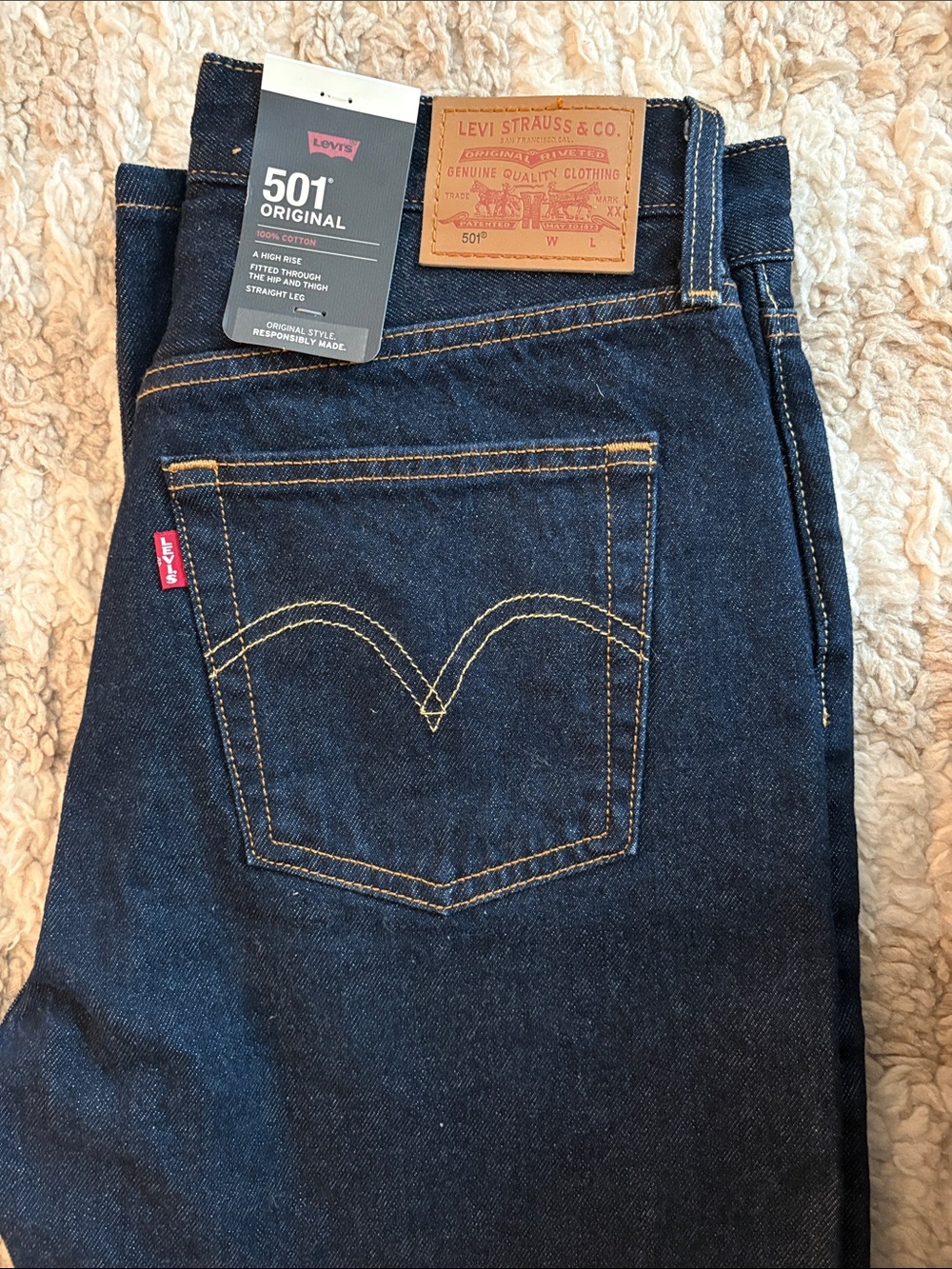 Levi's Dark Indigo Straight Leg Jeans - 501 Original NWT